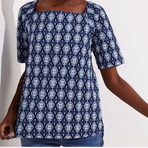 Loft Square Neck Diamond Jacquard Print Top D3